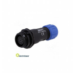 SP13, ki&scaron;tukas, lizdas, PIN:9, IP68, 4&divide;6,5 mm, 3A, lituojamas, kabeliui