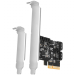 Axagon keturių kanalų SATA III PCI-Express valdiklis su keturiais vidiniais SATA prievadais. Standartinis ir žemas profi