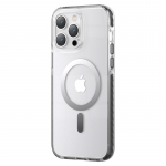 Kingxbar PQY Ice Crystal serijos magnetinis dėklas iPhone 14 MagSafe pilkas