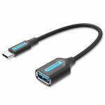 &bdquo;Vention&ldquo; USB 3.1 (1 kartos) C tipo ki&scaron;tukas į A tipo ki&scaron;tuką OTG kabelis, 0,15 m, juodas, PVC tipo