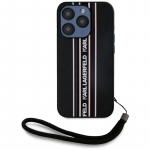 Karl Lagerfeld Saffiano Athleisure Stripes Cord iPhone 15 Pro dėklas &ndash; rožinis