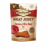 CARNILOVE MEAT JERKY vi&scaron;tienos ir &scaron;ernienos užkandis &scaron;unims - 100 g