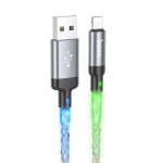 USB A tipo į &bdquo;Lightning&ldquo; tipo maitinimas Hoco 2,4A, 1 m, U112, pilkas