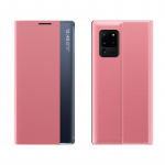 Naujas miegamasis dėklas Knygų lentynos tipo dėklas su stovo funkcija, skirtas Samsung Galaxy A02s EU rožinės spalvos