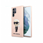 Karl Lagerfeld KLHCS23LSNIKBCP Sam S23 S918 Ultra hardcase rožinė / rožinė Silikoninis Ikonik