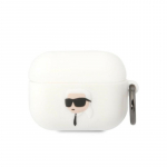 Karl Lagerfeld KLAPRUNIKH AirPods Pro dangtelis baltas / baltas Silikoninis Karl Head 3D