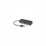 USB &scaron;akotuvas Gembird USB 2.0 4 prievadų &scaron;akotuvas su jungikliais, juodas