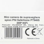 Mini &scaron;nipinėjimo stebėjimo kamera PNI SafeHome PT946S 3MP, WiFi 2,4 GHz, 1200 mAh baterija, microSD lizdas, speciali pro