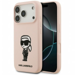 Karl Lagerfeld Apple iPhone 17 Pro silikoninis dėklas, suderinamas su MagSafe (W / KL Sketch Logo) rožinis rožinis