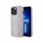 Guess GUHMP13XP4RPSP iPhone 13 Pro Max 6,7' rožinis / rožinis kietas dėklas, 4G spausdintos juostelės MagSafe