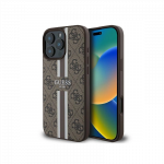 Guess 4G Printed Stripes MagSafe iPhone 16 Pro dėklas &ndash; rudas