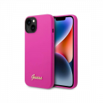 Guess GUHCP14SSLSMF iPhone 14 6,1 colio fuksijos / fuschia kietas dėklas Silikoninis vintage auksinis logotipas