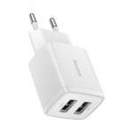 Baseus Baseus kompakti&scaron;kas įkroviklis 2x USB 10.5W baltas (CCXJ010202)