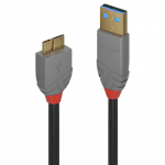 USB Laidas - LINDY Anthra Line USB 3.2 Tipo A į Micro-B Laidas, M / M, 5Gbps, 0.5 m, Juodas