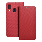 Atverčiamas dėklas, skirtas Samsung A40 Luna Book, anglies pluo&scaron;to, raudonas