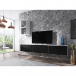 Cama svetainės baldų komplektas ROCO 7 (3xRO3 + 2xRO6) baltas / baltas / juodas
