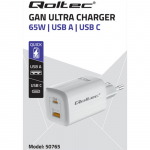 &bdquo;GaN ULTRA 65W&ldquo; įkroviklis, 5&ndash;20 V, 2,25&ndash;3,25 A, 1 x USB C tipo PD, 1 x USB QC 3.0, ne&scaron;iojamas kompiuteris