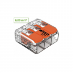 3 kontaktų gnybtas 221-613, 30 vnt. Plonos gyslos laidininkas: 0,14&ndash;6 mm&sup2; / 24&ndash;12 AWG