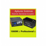 Komplektas: Profesionalus inverterinis nepertraukiamo maitinimo &scaron;altinis (UPS) &scaron;ildymo sistemai 1000 W + 12 V 120 Ah aku
