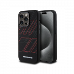 AMG Silicone Large Rhombuses Pattern MagSafe dėklas iPhone 15 Pro - juodas