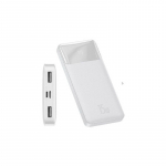 &bdquo;Baseus Bipow&ldquo; i&scaron;orinė baterija, 10000mAh, 2x USB / USB C tipo / micro USB, 15W, balta