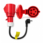 Maitinimo adapteris, CEE 32A 5P 400V lizdas į SCHUKO 230V, maks. 16A, 3,5 kW, QOLTEC