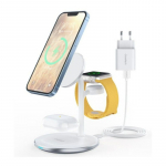 &bdquo;Choetech T585-F 3in1&ldquo; indukcinė įkrovimo stotelė iPhone, AirPods Pro, Apple Watch su adapteriu, balta