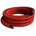 Raudonas gofruotas vamzdis D75 / d61 su viela (be halogenų, 50m) Pipelife