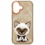 &bdquo;Nimmy Big Eyed Pet 2.0&ldquo; katino dėklas, skirtas &bdquo;iPhone 17&ldquo; &ndash; smėlio spalvos