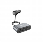 Dudao car charger 2x USB / 3x cigarette lighter splitter black (R1Pro black)
