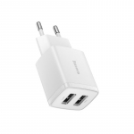 Baseus kompakti&scaron;kas įkroviklis 2xUSB 10,5W baltas