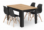 Stalas Np 120x80 Artisan Juodos Kojos + 4 Kėdės Osaka Juodos Natūralios Kojos