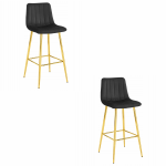 Pozza Hocker - Juodas Aksomas / Auksinės Kojos X 2