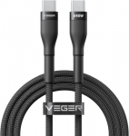 Veger Kabelis USB-C to USB-C PD 48V 5A 240W CC03 1.5m, Juoda