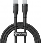 Veger Kabelis USB-C to USB-C PD 20V 5A 100W CC05 1.5m, Juoda