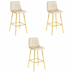 Pozza Hocker - &scaron;viesiai Smėlio Spalvos Aksomas / Aukso Spalvos Kojos X 3