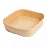 Vienkartinė kvadratinė dėžutė KRAFT (750ml., 16,5 x 16,5 x h4,4 cm., 50 vnt.)