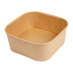 Vienkartinė kvadratinė dėžutė KRAFT (1200 ml., 16,5 x 16,5 x h6,6 cm., 50 vnt.)