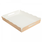 Vienkartinė dėžutė THEPACK su dangteliu (ruda, 40,5 x 30,5 x h6 cm., 50 vnt.)