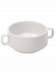 Dubenėlis sriubai su rankenėlėmis. 260 ml. D10 x H5.5 cm. Porcelianas, baltas.
