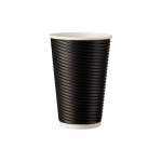 Vienkartiniai puodeliai kavai (juodi rievėti, 450 ml., 25 vnt.)
