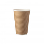 Vienkartiniai puodeliai kavai (kraft rievėti, 450 ml., 25 vnt.)