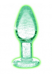 Tamsoje &scaron;viečiantis analinis kai&scaron;tis ,,Glow-In-The-Dark Glass Anal Plug Medium''
