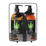 Vonios reikmenų dovanų rinkinys "Green Tea & Hemp Oil" - 2 produktai + laikiklis