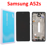 Samsung A52s (A528) ekranas : Klijai ekranui / nugarėlei - Nereikia, Kokybė - Originalas (Service Pack), Rėmelis (korpusas) - su rėmeliu, Spalvos - Juoda