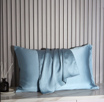 100% natūralus &scaron;ilkinis pagalvės užvalkalas vokelis (melsva)