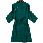 Žalias Delux &scaron;ilkinis chalatas dekoruotas inicialais M