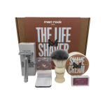 Men Rock Ultimate Shaving Gift Set Sandalwood Skutimosi rinkinys su dvia&scaron;meniu skustuvu, 1vnt