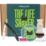 Men Rock Ultimate Shaving Gift Set Sandalwood Skutimosi rinkinys su vienaįmeniu skustuvu, 1vnt