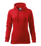 Moteri&scaron;kas džemperis MALFINI Trendy Zipper 411 Red, 300 g/m&sup2;